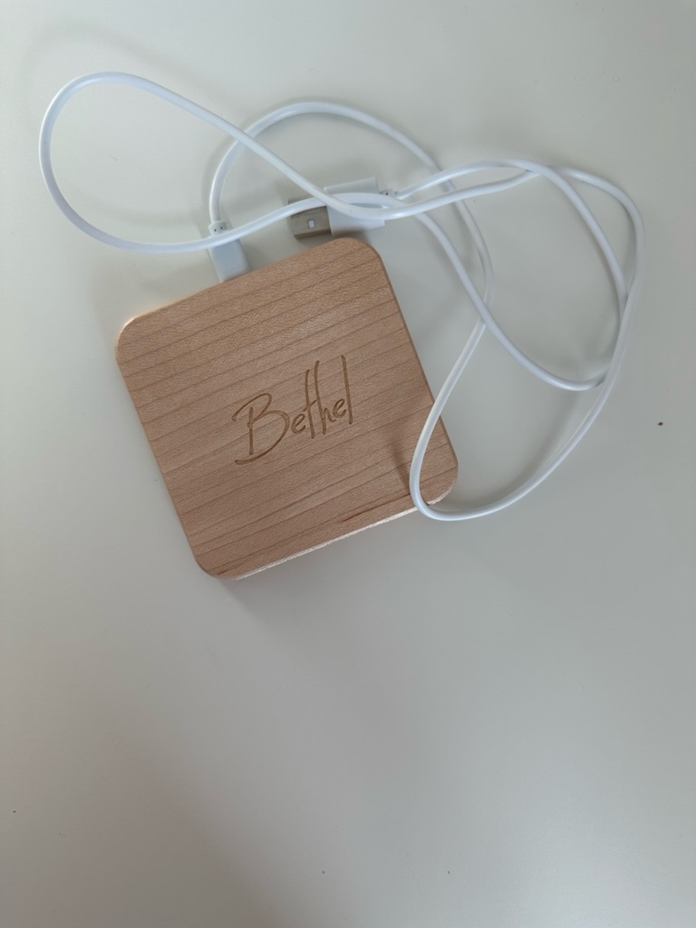 Bethel Wooden Wireless Charger Pad - Natural Wood